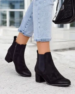 Botki Z Delikatnym Ociepleniem|Botki Na Słupku^Royalfashion Damskie botki Solir