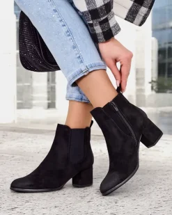 Botki Z Delikatnym Ociepleniem|Botki Na Słupku^Royalfashion Damskie botki Solir