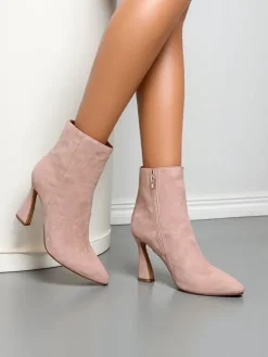 Botki Bez Ocieplenia|Botki Na Szpilce^Royalfashion Damskie botki na szpilce Dipezz beżowy