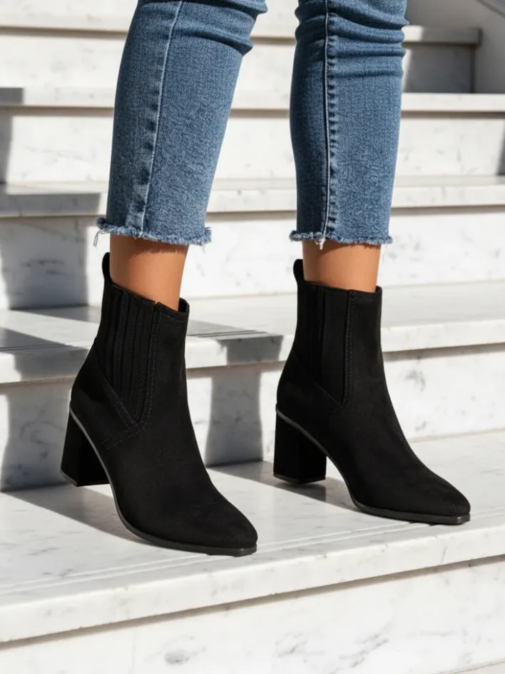 Botki Z Delikatnym Ociepleniem|Botki Na Słupku^Royalfashion Damskie botki Nomur