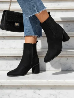 Botki Z Delikatnym Ociepleniem|Botki Na Słupku^Royalfashion Damskie botki Nomur