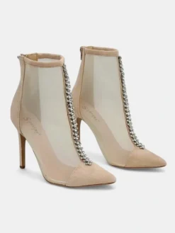 Szpilki|Botki Bez Ocieplenia^Royalfashion Damskie botki na szpilce z przeźroczystej siateczki Glam Style