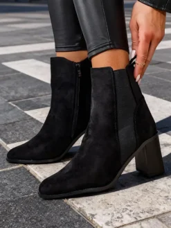 Botki Bez Ocieplenia|Botki Na Słupku^Royalfashion Damskie botki na słupku Enotto czarny