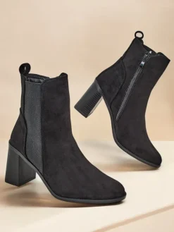 Botki Bez Ocieplenia|Botki Na Słupku^Royalfashion Damskie botki na słupku Enotto czarny