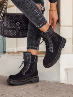 Workery|Botki Z Delikatnym Ociepleniem^Royalfashion Damskie botki workery Ferrinole czarny