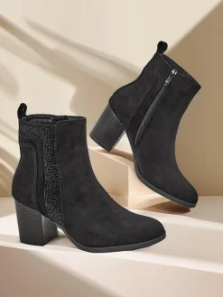 Botki Bez Ocieplenia|Botki Na Słupku^Royalfashion Damskie botki na słupku Venotto czarny