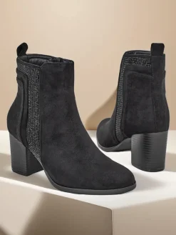 Botki Bez Ocieplenia|Botki Na Słupku^Royalfashion Damskie botki na słupku Venotto czarny