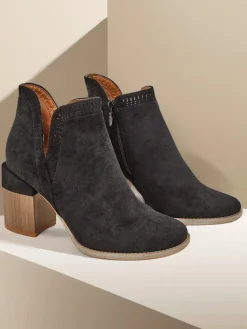 Botki Bez Ocieplenia|Botki Na Słupku^Royalfashion Damskie botki na słupku Vettot czarny