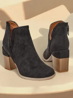 Botki Bez Ocieplenia|Botki Na Słupku^Royalfashion Damskie botki na słupku Vettot czarny