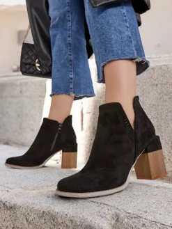 Botki Bez Ocieplenia|Botki Na Słupku^Royalfashion Damskie botki na słupku Vettot czarny