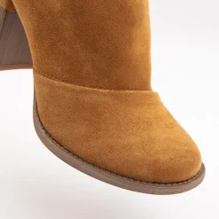 Botki Bez Ocieplenia|Botki Na Słupku^Royalfashion Damskie botki z wycięciami w kolorze camel Plinara jasny brązowy