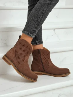 Botki Bez Ocieplenia|Nowość^Royalfashion Damskie botki ażurowe Toffas Ciemnobrązowy