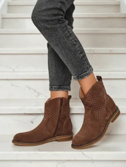 Botki Bez Ocieplenia|Nowość^Royalfashion Damskie botki ażurowe Toffas Ciemnobrązowy