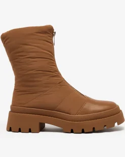 Botki Z Delikatnym Ociepleniem|Botki Na Płaskim Obcasie^Royalfashion Damskie botki na płaskim obcasie w kolorze m Tainve beżowy