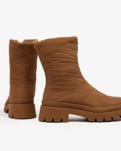 Botki Z Delikatnym Ociepleniem|Botki Na Płaskim Obcasie^Royalfashion Damskie botki na płaskim obcasie w kolorze m Tainve beżowy