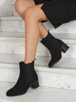 Botki Bez Ocieplenia|Botki Na Słupku^Royalfashion Damskie botki Tewiz czarny