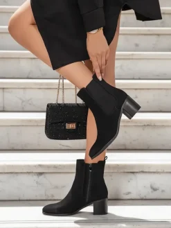 Botki Bez Ocieplenia|Botki Na Słupku^Royalfashion Damskie botki Tewiz czarny