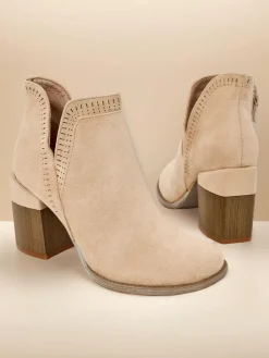 Botki Bez Ocieplenia|Botki Na Słupku^Royalfashion Damskie botki na słupku Vettot beżowy