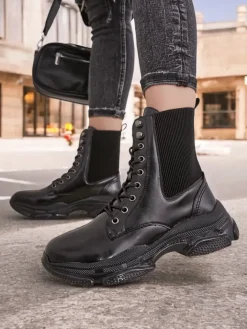 Workery|Botki Z Delikatnym Ociepleniem^Royalfashion Damskie botki typu workery Ronoppa czarny