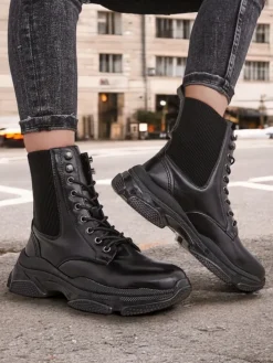 Workery|Botki Z Delikatnym Ociepleniem^Royalfashion Damskie botki typu workery Ronoppa czarny