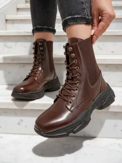 Workery|Botki Z Delikatnym Ociepleniem^Royalfashion Damskie botki typu workery Ronoppa brązowy