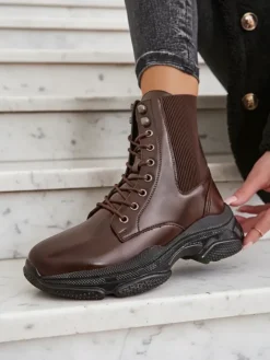 Workery|Botki Z Delikatnym Ociepleniem^Royalfashion Damskie botki typu workery Ronoppa brązowy