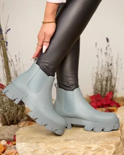 Botki Z Delikatnym Ociepleniem|Botki Na Płaskim Obcasie^Royalfashion Damskie botki na płaskim obcasie w kolorze niebieskim Alussady Ecru