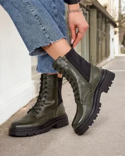 Workery|Botki Sznurowane^Royalfashion Damskie botki workery Rinnoc zielony