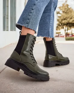 Workery|Botki Sznurowane^Royalfashion Damskie botki workery Rinnoc zielony