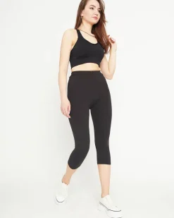 Legginsy / Tregginsy^Royalfashion Damskie czarne legginsy o długości 3/4