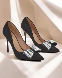 Szpilki|Klasyczne^Royalfashion Damskie czółenka na szpilce z kokardką Cocarte czarny