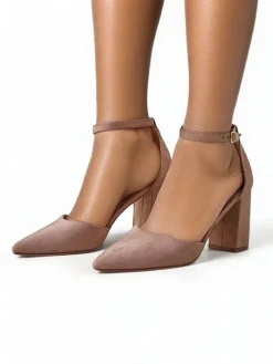 Klasyczne^Royalfashion Damskie czółenka eko zamszowe Caldesse jasny brązowy