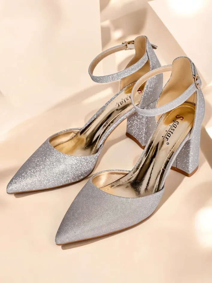 Buty Na Wielkie Wyjście^Royalfashion Damskie czółenka z brokatem Noratt złoty