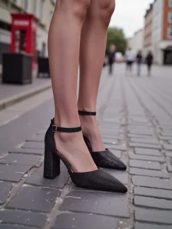 Buty Na Wielkie Wyjście^Royalfashion Damskie czółenka z brokatem Noratt czarny