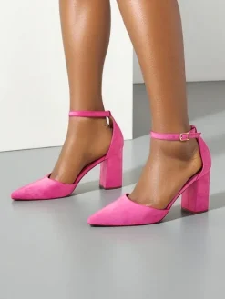 Klasyczne^Royalfashion Damskie czółenka eko zamszowe Caldesse Fuksjowy