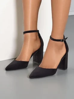 Klasyczne^Royalfashion Damskie czółenka eko zamszowe Caldesse czarny