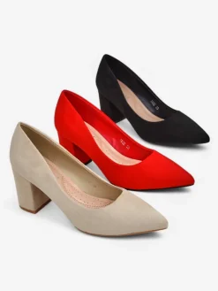 Klasyczne^Royalfashion Damskie czółenka eko zamszowe Ugandes czerwony