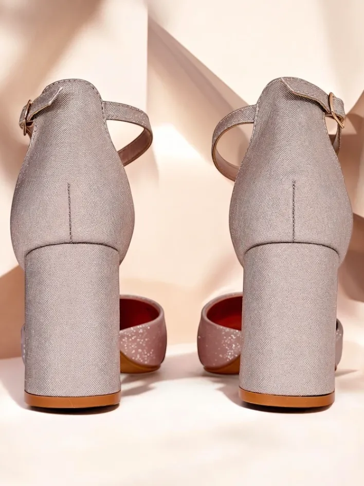 Buty Na Wielkie Wyjście^Royalfashion Damskie czółenka z brokatem Noratt różowy