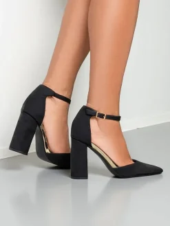 Klasyczne^Royalfashion Damskie czółenka eko zamszowe Calde czarny