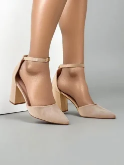 Klasyczne^Royalfashion Damskie czółenka eko zamszowe Caldesse beżowy