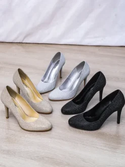 Buty Na Wielkie Wyjście|Szpilki^Royalfashion Damskie czółenka z brokatem Shinles