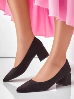 Klasyczne^Royalfashion Damskie czółenka na niskim obcasie Agas czarny