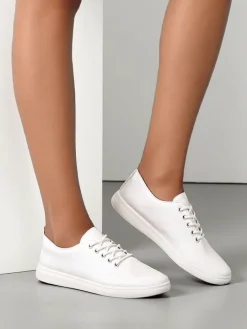 Trampki^Royalfashion Damskie eko skórzane trampki Erenne biały