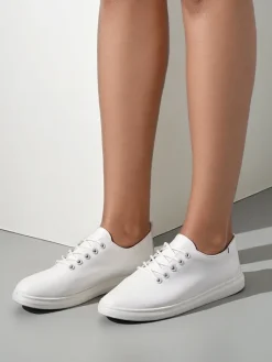 Trampki^Royalfashion Damskie eko skórzane trampki Erenne biały