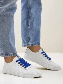 Trampki^Royalfashion Damskie eko skórzane trampki Next Step Królewski niebieski