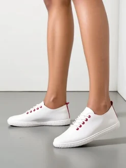 Trampki^Royalfashion Damskie eko skórzane trampki Tonete biały