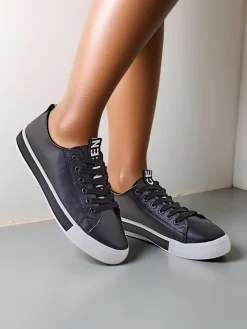 Trampki^Royalfashion Damskie eko skórzane trampki Eccola czarny