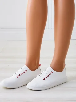 Trampki^Royalfashion Damskie eko skórzane trampki Erenne biały