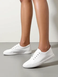 Trampki^Royalfashion Damskie eko skórzane trampki Tonete biały