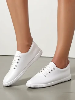 Trampki^Royalfashion Damskie eko skórzane trampki Tonete biały